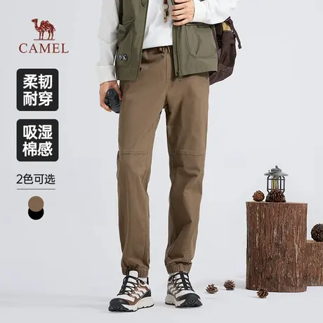 骆驼男装纯棉工装裤男士2025新款秋季休闲宽松束脚吸湿运动长裤子商品大图