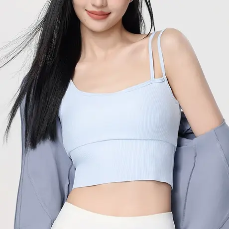 女内搭吊带背心外穿美背健身跑步运动内衣带胸垫瑜伽打底上衣裹胸商品大图
