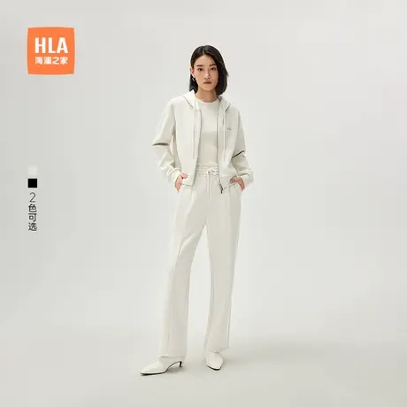 HLA/海澜之家宽松开衫连帽卫衣秋冬新款微弹小标防风长袖上衣女装商品大图