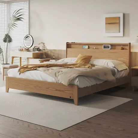 顾家家居实木水曲柳实木床2025新款简约主卧储物床小户型双人大床图片