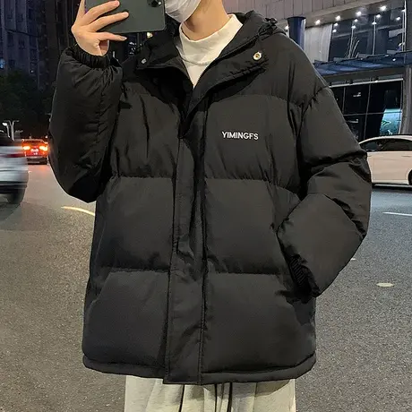 2023年加厚宽松棉衣青少年学生连帽面包服外套潮牌冬季男士羽绒服商品大图