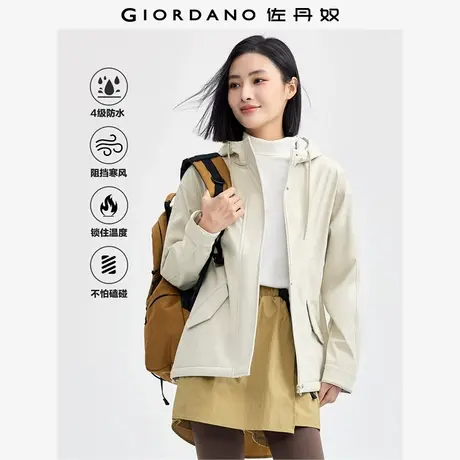 佐丹奴外套女装复合摇粒绒抽绳连帽梭织软壳外套 13374865商品大图