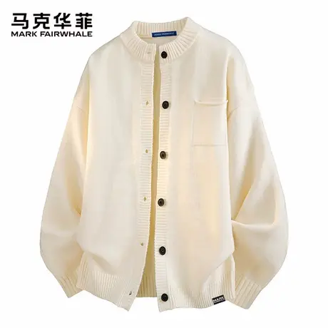 马克华菲纽扣开衫毛衣男士秋季2025新款宽松休闲慵懒风针织衫外套图片