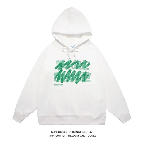 卫衣男连帽春秋季美式复古街头嘻哈绿色字母印花男宽松休闲外套商品大图