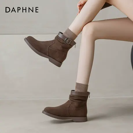 达芙妮美拉德短靴子女秋2026新款复古骑士靴西部牛仔靴超火马丁靴图片