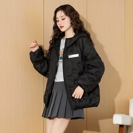 唐狮官方白色连帽轻薄羽绒服女新款减龄漂亮洋气短款外套潮流tu商品大图