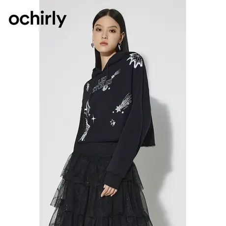 【百亿补贴官方直播】大英塔罗牌 欧时力连帽卫衣春短款印花图片