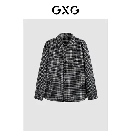 GXG男装 商场同款黑灰千鸟格翻领夹克 2023冬季新品GEX12135144商品大图