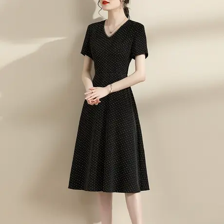 【1件7.9折】夏季新品连身裙修身裙子气质印花裙优雅收腰连衣裙女商品大图