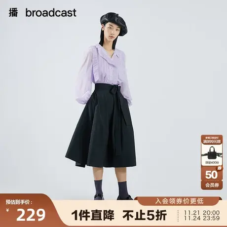 播夏季新款百褶边装饰半开襟衬衫系列女DDP2HD9213图片