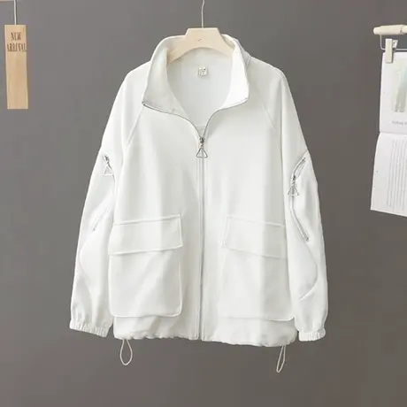 春秋新款韩版时尚立领长袖短外套女休闲运动服宽松上衣女装开衫潮图片