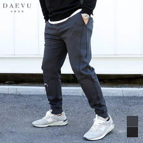 秋新款明线年青大号弹力潮胖子束脚加肥加大码男士针织运动卫裤商品大图