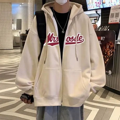 卫衣男春秋款情侣重磅连帽oversize美式复古春季潮牌外套宽松开衫商品大图