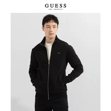 【38上新季】GUESS男士立领拉链卫衣纯色运动上衣外套商品大图