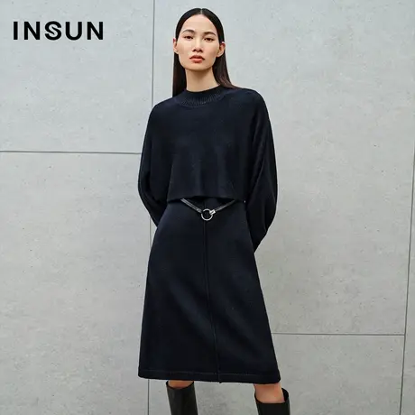 INSUN恩裳线上专选冬季两件套羊毛针织连衣裙图片