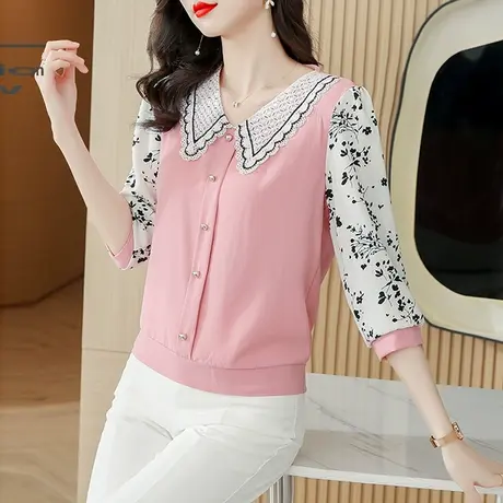 七分袖雪纺衬衫女秋夏季2023年新款中袖设计感时尚洋气女士小衫潮商品大图