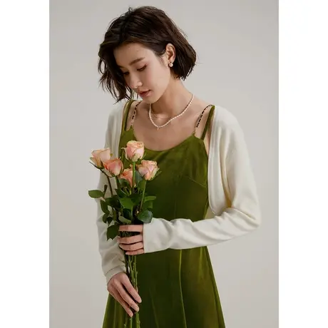 弥古针织开衫毛衣外套女2023新款春秋短款披肩外搭罩衫小坎肩上衣商品大图