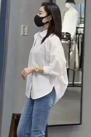 白色衬衫女早春装2023新款时尚港风不规则设计感小众别致长袖上衣商品大图