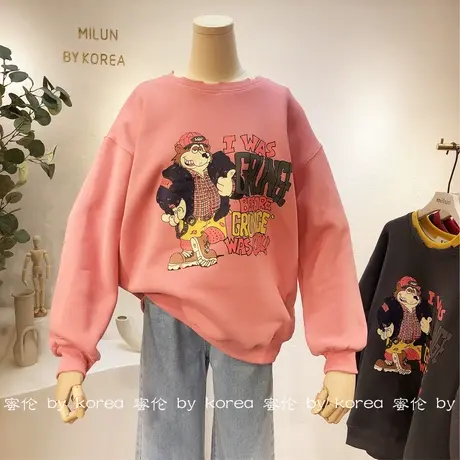 秋冬新款加绒卫衣女韩国东大门ins减龄休闲加厚保暖卫衣宽松大码商品大图