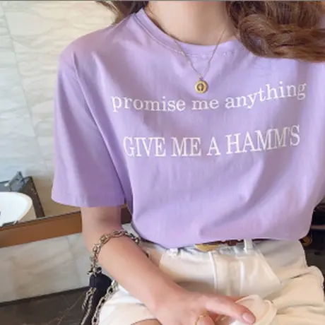 搭配高腰阔腿裤 牛仔裤 老爹裤百褶短裙的的上衣服女网红短袖T恤商品大图