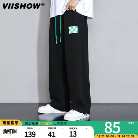VIISHOW抽绳运动裤男潮牌裤子束脚裤休闲裤宽松男裤潮卫裤直筒裤商品大图