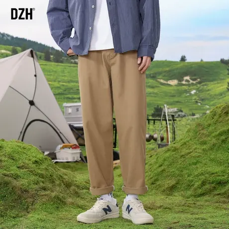 男士纯棉直筒裤男潮牌卡其色休闲裤子男春秋季2023年新款大码男裤商品大图