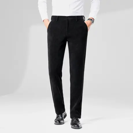 男士休闲裤弹力长裤秋冬季修身商务正装西裤直筒版型灯芯绒裤子图片