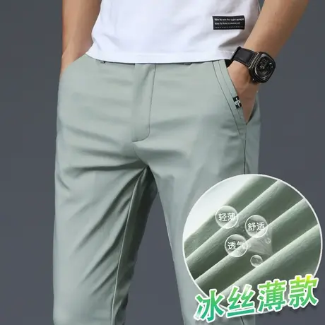 秋季春秋款冰丝夏季薄款休闲长裤男士直筒宽松男裤子2023新款潮流商品大图