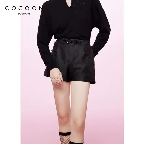 商场同款2023春新款优雅气质国风盘扣设计感通勤休闲裤女商品大图