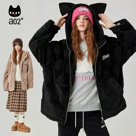 【呼呼严选专享】a022023冬季甜酷宽松仿羊羔毛摇粒绒加厚外套商品大图