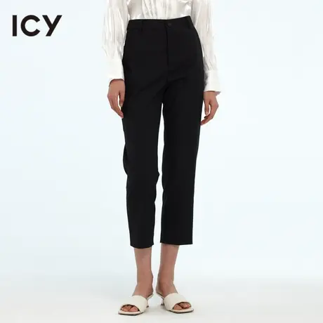 icy女装原创春季新款时尚通勤风个性简约光感女哈伦长裤休闲裤女图片