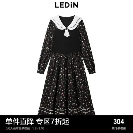 乐町甜美针织拼接碎花连衣裙春季C2FAD1103商品大图