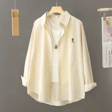 杏色衬衫女春秋2024新款设计感小众休闲宽松叠穿长袖衬衣外套上衣商品大图