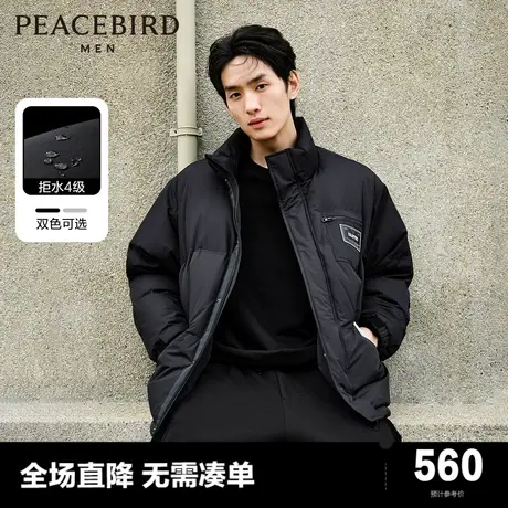 【王鹤棣甄选】太平鸟男装 廓形羽绒服2023年冬季新款短款面包服商品大图