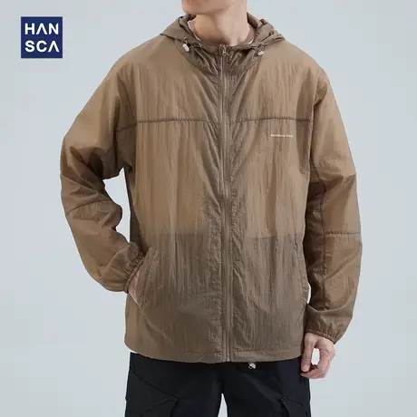 hansca冰丝防晒衣男士夏季薄款休闲户外运动防紫外线宽松连帽外套商品大图