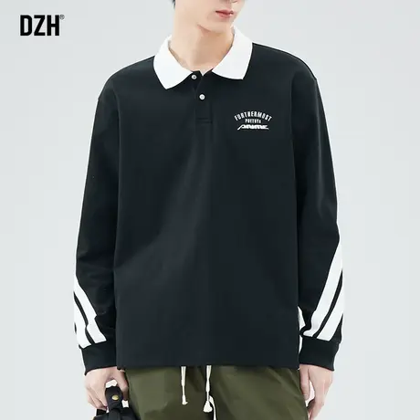 男士美式polo衫男长袖宽松新款上衣春季衣服男款翻领t恤潮牌卫衣商品大图