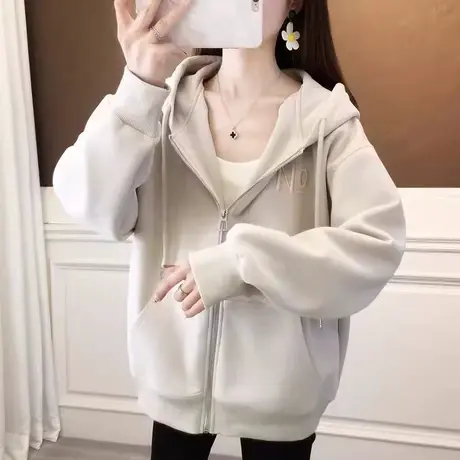 早春设计感小众外套女春秋季韩版宽松薄款小个子休闲百搭开衫卫衣图片