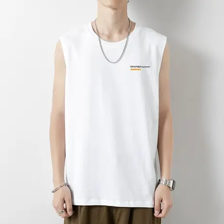 2023新款夏季纯棉背心男士无袖t恤健身白色运动坎肩篮球薄款汗衫商品大图