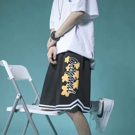 夏季印花短裤男潮流港风休闲宽松篮球运动五分裤薄款速干沙滩裤子商品大图