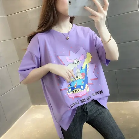 学院风卡通短袖T恤女2023年新款韩版宽松半袖打底体恤衫学生百搭图片