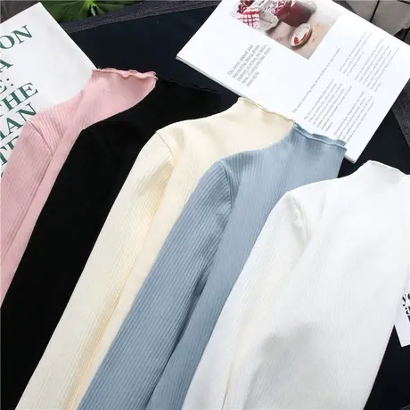 2023年春秋冬季新款半高领内搭洋气百搭长袖t恤上衣服打底衫女装图片