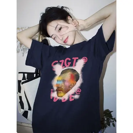 纯棉美式复古高街设计感短袖t恤女夏季新款宽松小众半袖上衣潮牌商品大图