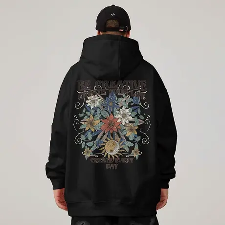 高级感卫衣男士连帽复古加绒潮牌重磅加肥加大码男装春秋冬季外套商品大图