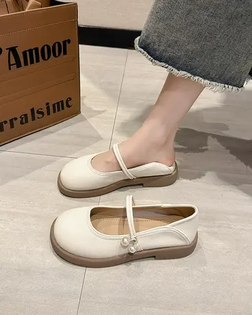 小皮鞋女平底单鞋2023新款夏季一脚蹬春秋学院风配裙子玛丽珍女鞋商品大图