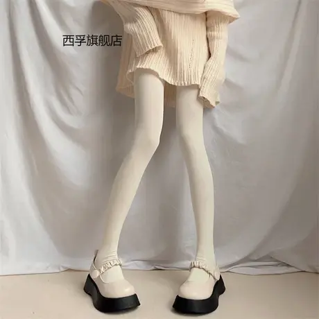 米白色连裤袜女春季纯欲风jk天鹅绒丝袜lolita薄款春秋款打底袜子商品大图