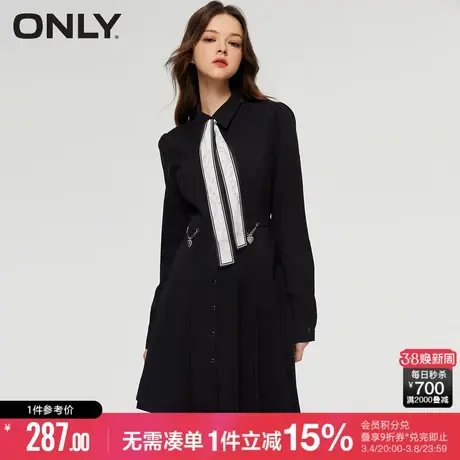 ONLY冬季时尚简约设计感短款衬衫百褶连衣裙女|123107098图片