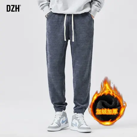 男士加绒裤子男冬季加厚宽松束脚休闲裤百搭灯芯绒男裤长裤哈伦裤商品大图
