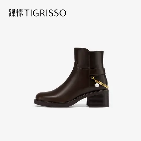 蹀愫冬厚底增高5.5可拆卸链条短靴时装靴TA54721-14图片