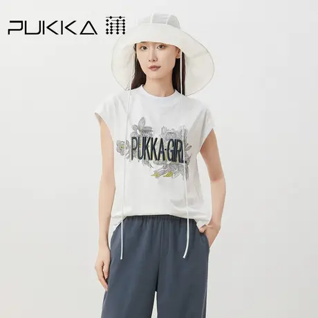 蒲PUKKA原创设计女装2023夏季新品秀场同款印花刺绣重工小盖袖T恤图片