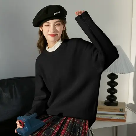 唐狮软糯厚实毛衣女秋冬内搭毛衣新款爆款慵懒毛线衣奶fufu的外套图片